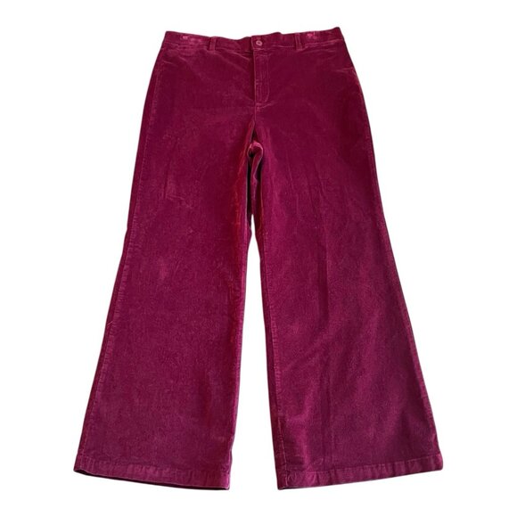 Liz Claiborne Wide Leg High Rise Women Pants Burgundy Passion Flex Waist Sz18 - Picture 3 of 6